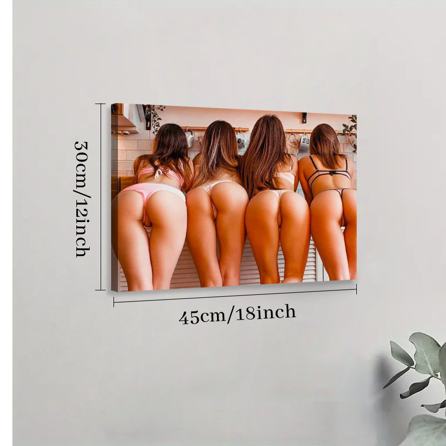 Solid Wood Frame Canvas Wall Decor - Woman in Bikini