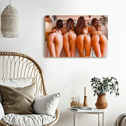 Solid Wood Frame Canvas Wall Decor - Woman in Bikini