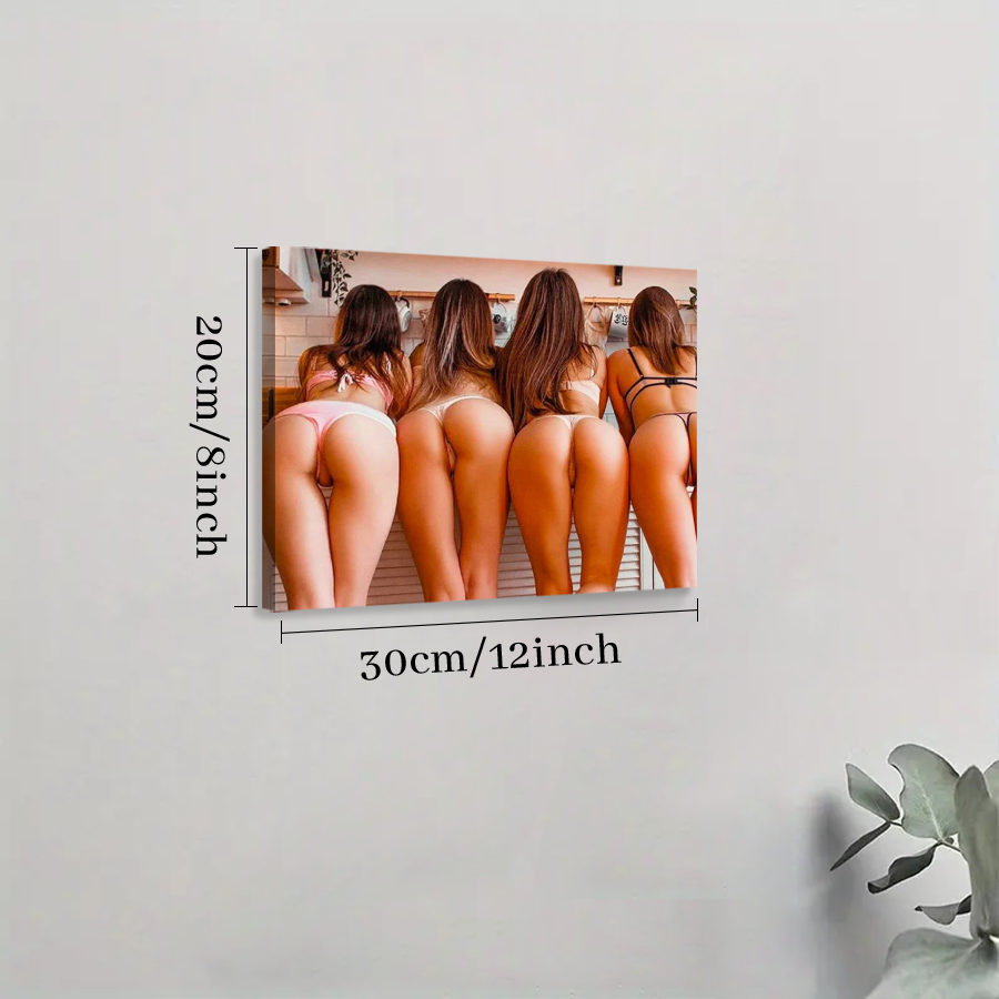 Solid Wood Frame Canvas Wall Decor - Woman in Bikini